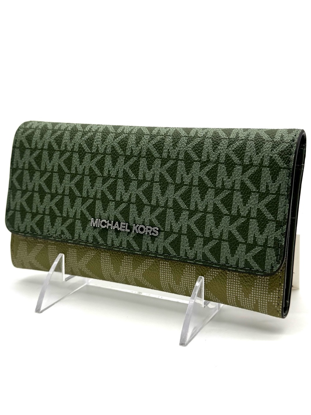 Michael Kors Large Jet Set Travel Trifold Wallet - Amazon Green